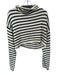 Storia Size L Black & White Knit Mock Neck Cropped Sweater Black & White / L