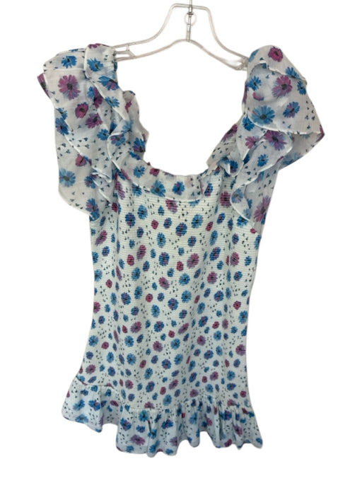 Loveshackfancy Size L floral Cotton Smocked Mini Short Sleeve Dress floral / L