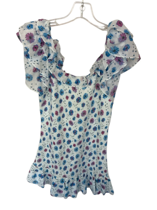 Loveshackfancy Size L floral Cotton Smocked Mini Short Sleeve Dress floral / L