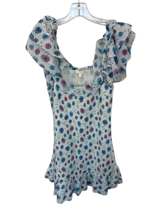 Loveshackfancy Size L floral Cotton Smocked Mini Short Sleeve Dress floral / L