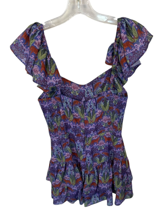 Sincerely Ours Size M Purple Cotton Floral Mini Ruffled Dress Purple / M