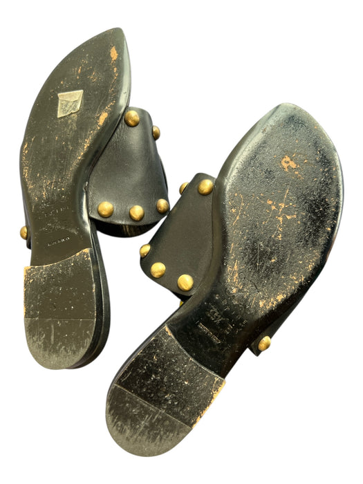 Celine Shoe Size 35.5 Black Leather Brass Stud Thong sandal Gladiator Shoes Black / 35.5