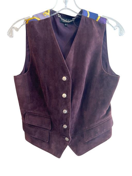 Gucci Size 42 Brown Pelle leather cuir & seta silk Suede Sleeveless Vest Top Brown / 42