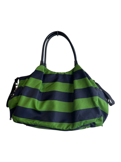 Kate Spade Green & Blue Shoulder Bag Striped silver hardware Tote Bag Green & Blue / L