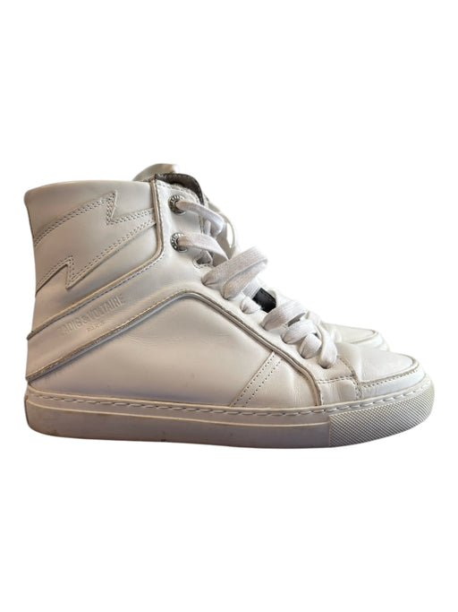 Zadig & Voltaire Shoe Size 36 White 100% Leather Round Toe Side Zip Shoes White / 36