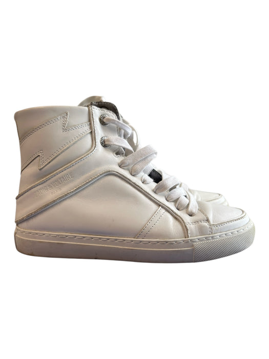 Zadig & Voltaire Shoe Size 36 White 100% Leather Round Toe Side Zip Shoes White / 36