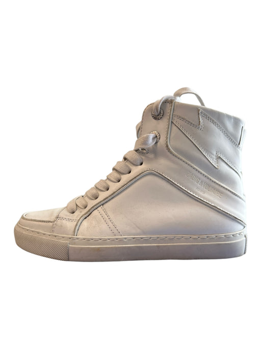 Zadig & Voltaire Shoe Size 36 White 100% Leather Round Toe Side Zip Shoes White / 36