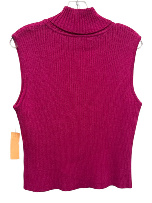St John Size XL Hot pink Wool Blend Sleeveless Ribbed turtle neck Top Hot pink / XL