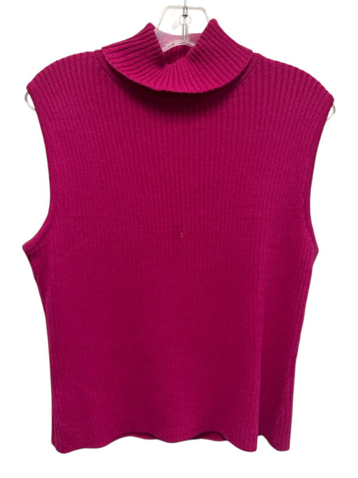 St John Size XL Hot pink Wool Blend Sleeveless Ribbed turtle neck Top Hot pink / XL