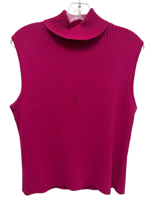 St John Size XL Hot pink Wool Blend Sleeveless Ribbed turtle neck Top Hot pink / XL
