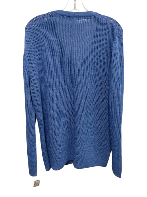 St John Size Medium Blue Wool Blend Long Sleeve Button Front Open Knit Sweater Blue / Medium