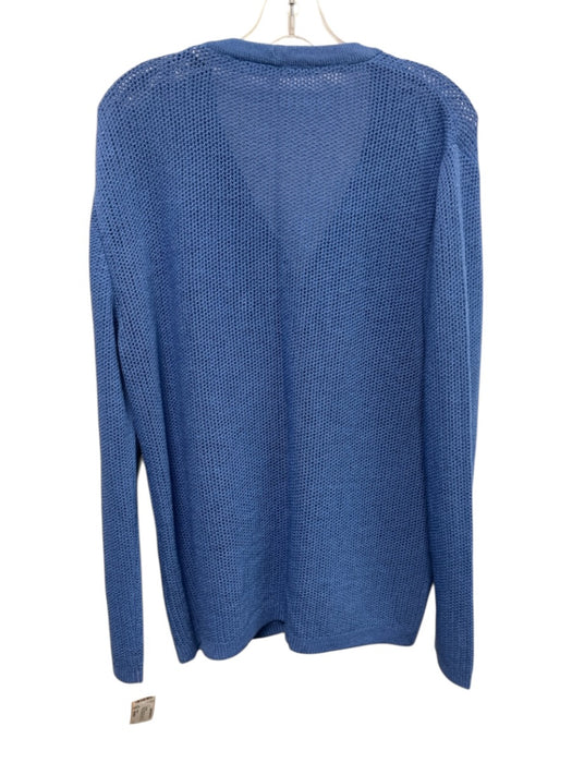 St John Size Medium Blue Wool Blend Long Sleeve Button Front Open Knit Sweater Blue / Medium