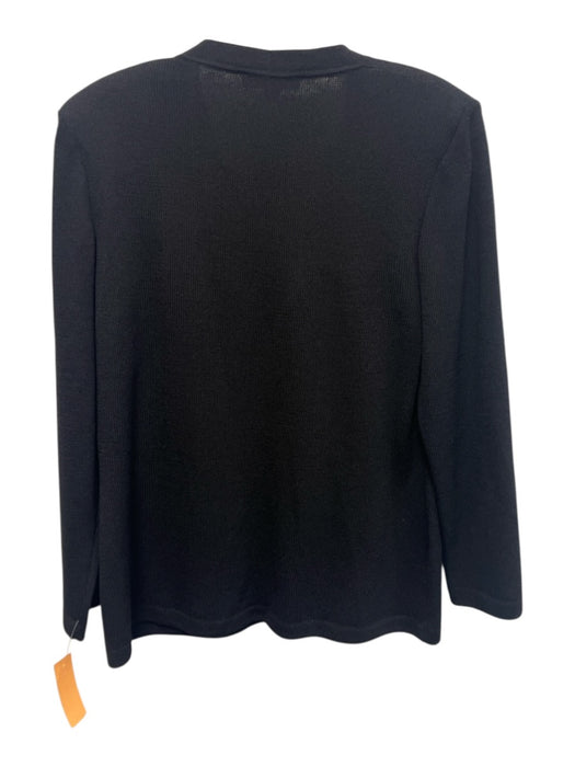 St John Basics Size 12 Black Wool Blend Long Sleeve Zip Front Jacket Black / 12