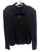 St John Basics Size 14 Black Wool Blend Long Sleeve Ribbed Zip Front Jacket Black / 14