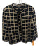 St John Size 14 Black & Gold Wool Blend Long Sleeve Windowpane Hook & Eye Jacket Black & Gold / 14