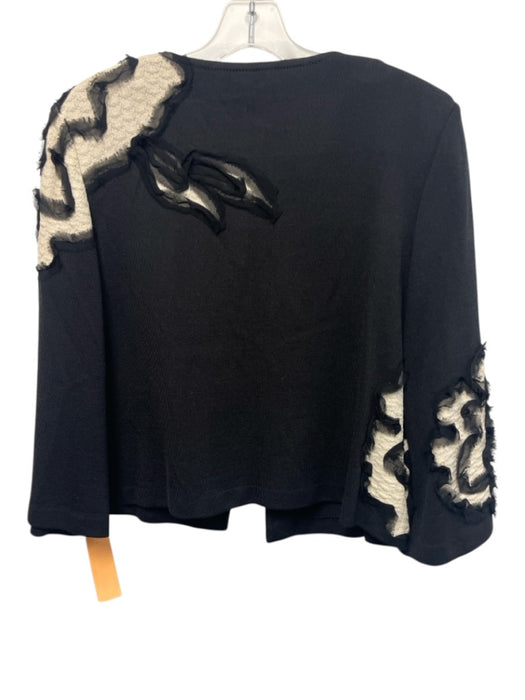 St John Size 14 Black & Cream Wool Blend Long Sleeve Abstract Print Jacket Black & Cream / 14