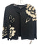 St John Size 14 Black & Cream Wool Blend Long Sleeve Abstract Print Jacket Black & Cream / 14