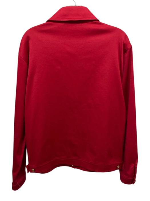 St John Sport Size Large Red Cotton Blend Long Sleeve Button Front Collar Jacket Red / Large