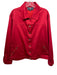 St John Sport Size Large Red Cotton Blend Long Sleeve Button Front Collar Jacket Red / Large