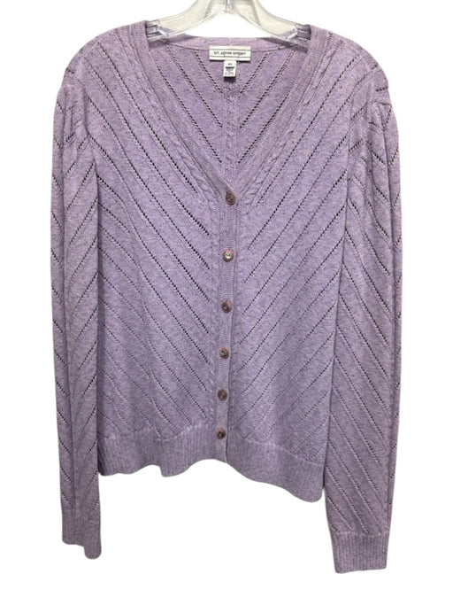St. John Sport Size XL Light Purple Wool & Rayon Long Sleeve V Neck Sweater Light Purple / XL