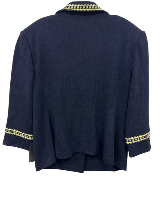 St John Collection Size 14 Navy blue & green Wool Blend 3/4 Sleeve Jacket Navy blue & green / 14