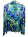 St. John Size L Blue, Green & Purple Silk Blend Long Sleeve Ruffle collar Top Blue, Green & Purple / L