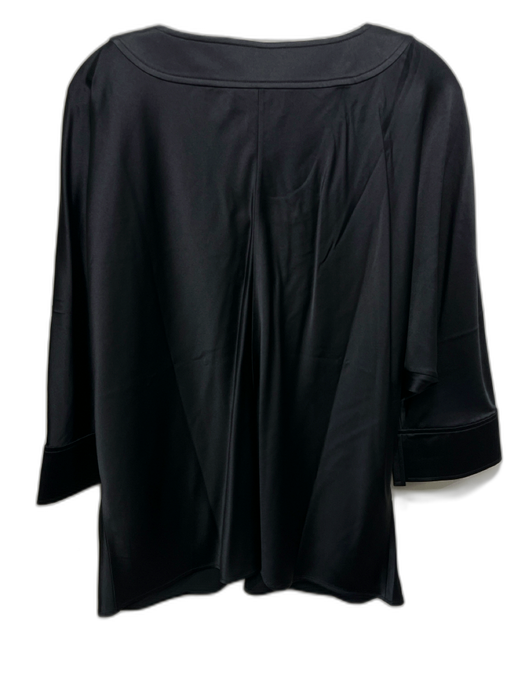 St John Size Large Black, Silver, Gold Silk Blend Long Sleeve Embellished Top Black, Silver, Gold / Large