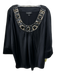St John Size Large Black, Silver, Gold Silk Blend Long Sleeve Embellished Top Black, Silver, Gold / Large