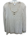 St John Sport Size XL Beige & Cream Wool Blend Long Sleeve Open Knit V Neck Top Beige & Cream / XL