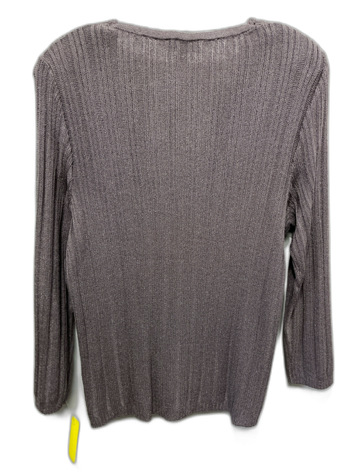 St John Sport Size XL Taupe Purple Wool Blend Long Sleeve Ribbed Knit Top Taupe Purple / XL