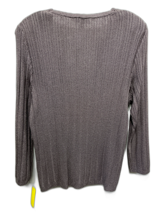 St John Sport Size XL Taupe Purple Wool Blend Long Sleeve Ribbed Knit Top Taupe Purple / XL