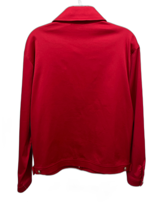 St John Sport Size Large Red Cotton Blend Long Sleeve Button Front Collar Jacket Red / Large