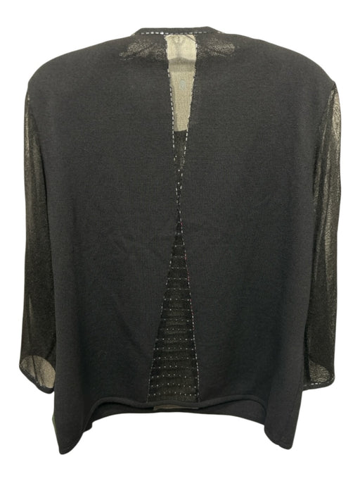 St. John Evening Size 14 Black No Fabric Tag Long Sheer Sleeves Beaded Top Black / 14