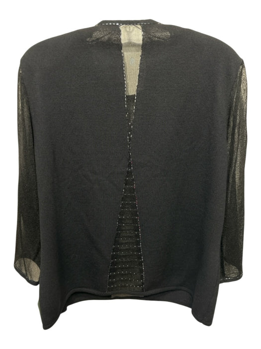 St. John Evening Size 14 Black No Fabric Tag Long Sheer Sleeves Beaded Top Black / 14