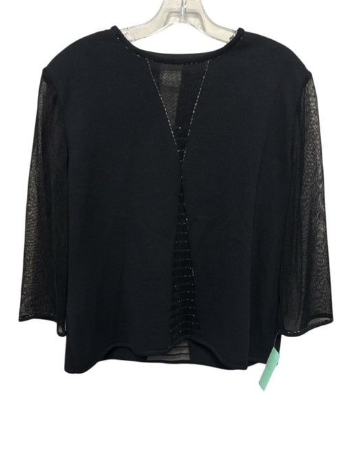 St. John Evening Size 14 Black No Fabric Tag Long Sheer Sleeves Beaded Top Black / 14