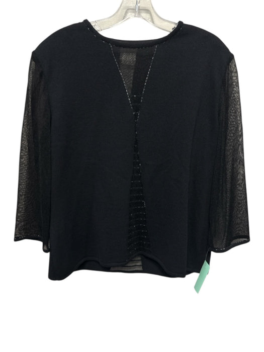 St. John Evening Size 14 Black No Fabric Tag Long Sheer Sleeves Beaded Top Black / 14