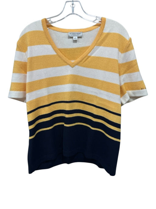 St. John Sport Size L Yellow, White & Black No Fabric Tag Short Sleeve Knit Top Yellow, White & Black / L