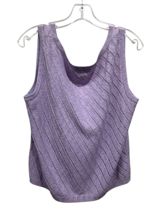 St. John Sport Size XL Lavender Wool Blend Short Sleeve Horizontal Stripe Top Lavender / XL