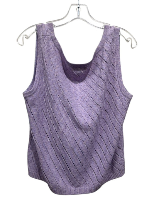 St. John Sport Size XL Lavender Wool Blend Short Sleeve Horizontal Stripe Top Lavender / XL