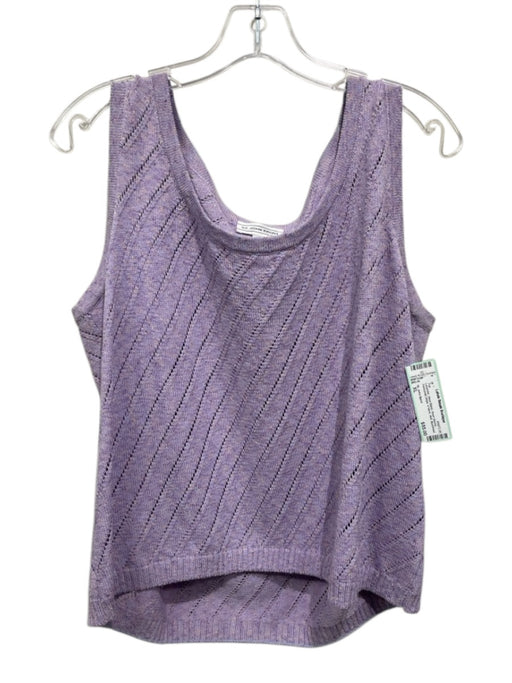 St. John Sport Size XL Lavender Wool Blend Short Sleeve Horizontal Stripe Top Lavender / XL