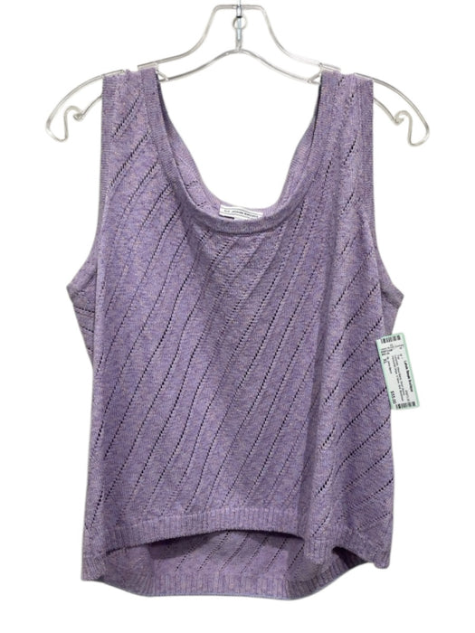 St. John Sport Size XL Lavender Wool Blend Short Sleeve Horizontal Stripe Top Lavender / XL