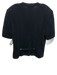 St. John Basics Size L Black Wool Blend Short Sleeve Padded Shoulders Sweater Black / L