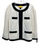 St. John Size 14 Cream & Black Viscose Zip Up Patch Pocket Trim Detail Jacket Cream & Black / 14
