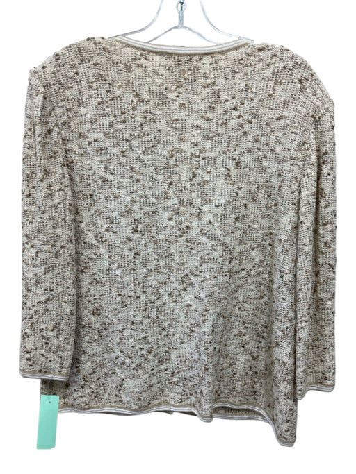 St. John Collection Size 14 Cream & Brown No Fabric Tag Knit Boucle Trim Sweater Cream & Brown / 14