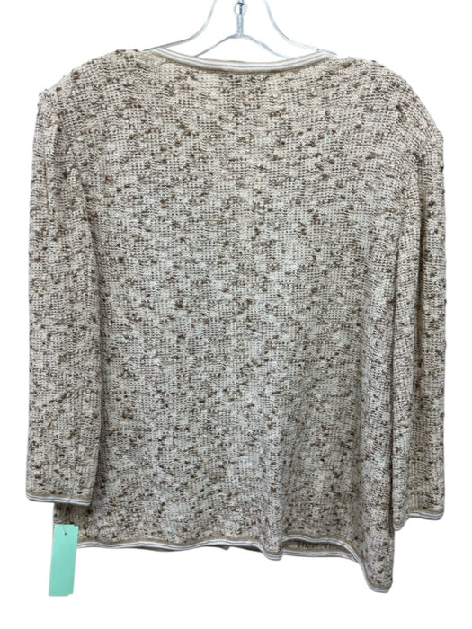 St. John Collection Size 14 Cream & Brown No Fabric Tag Knit Boucle Trim Sweater Cream & Brown / 14