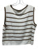 St. John Sport Size L white & tan Rayon & Wool Open Knit Horizontal Stripe Top white & tan / L