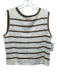 St. John Sport Size L white & tan Rayon & Wool Open Knit Horizontal Stripe Top white & tan / L