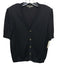St. John Basics Size L Black Wool Blend Short Sleeve Padded Shoulders Sweater Black / L