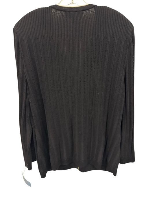 St John Collection Size 14 Black & White Wool Knit Contrast Trim Cardigan Black & White / 14