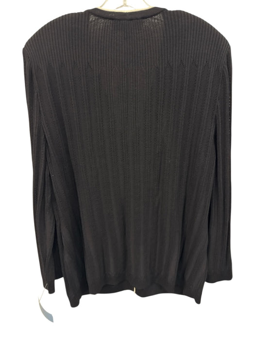 St John Collection Size 14 Black & White Wool Knit Contrast Trim Cardigan Black & White / 14